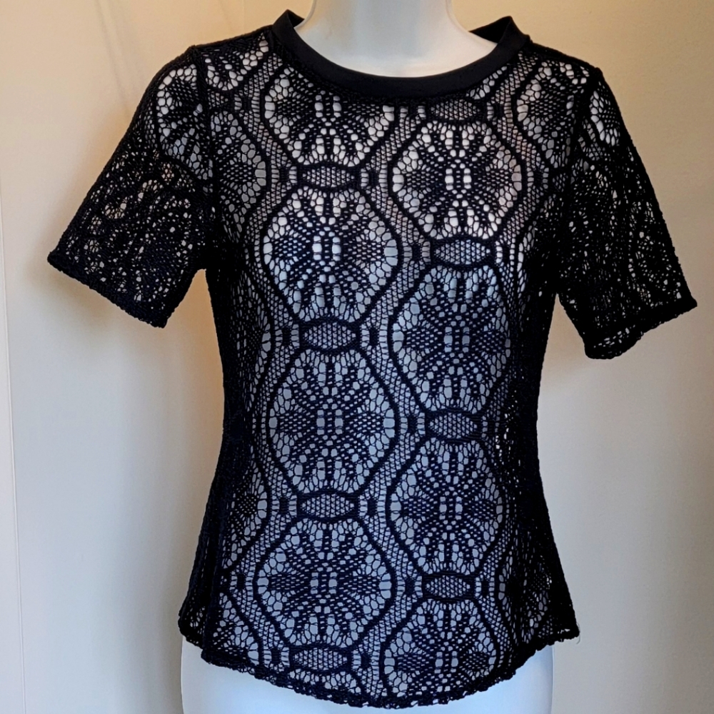 Banana Republic Navy Lace Top Sz: XXSP